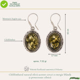 Cercei Argint 925 cu Chihlimbar Verde Oval – Echilibru si Eleganta Naturala