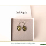 Cercei Argint 925 cu Chihlimbar Verde Oval – Echilibru si Eleganta Naturala