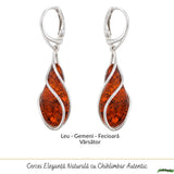 Cercei Argint 925 cu Chihlimbar Rosu Lacrima – Eleganta si Energie Pozitiva