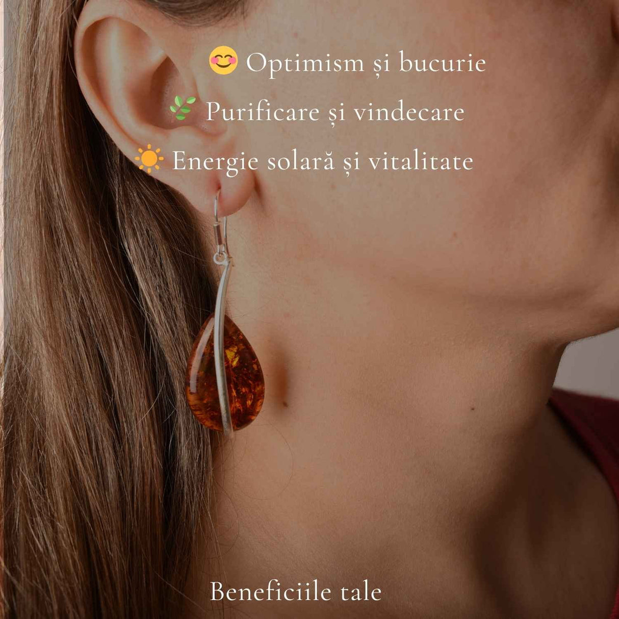 Cercei Argint 925 cu Chihlimbar Lacrima – Energie Calda si Eleganta Statement