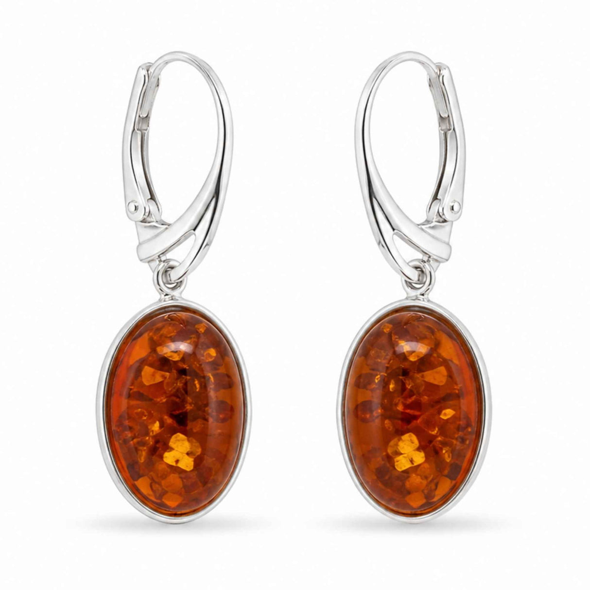 Cercei Argint 925 cu Chihlimbar Oval – Eleganta si Energie Pozitiva