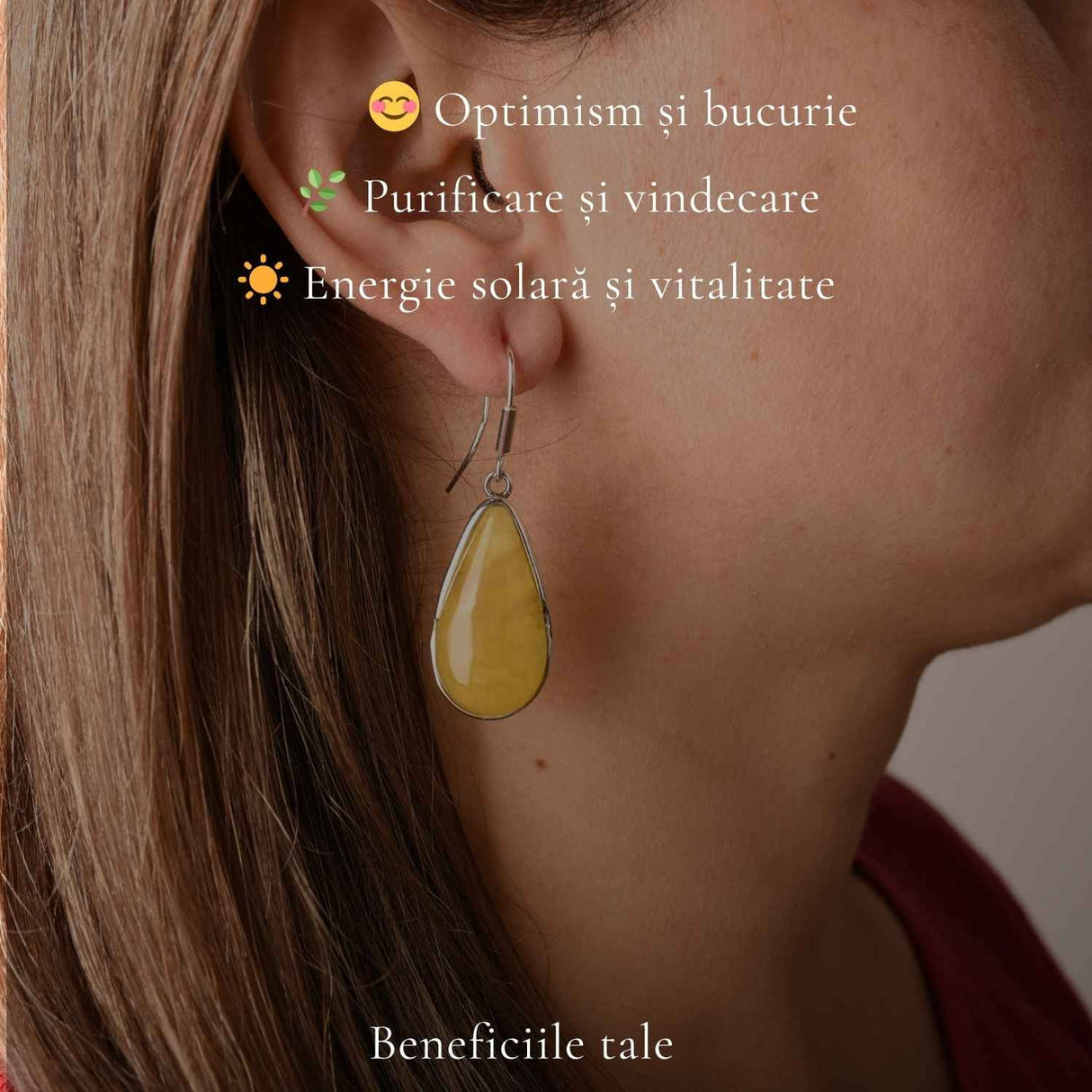 Cercei Argint 925 cu Chihlimbar Galben Lacrima – Lumina si Feminitate