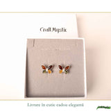 Cercei Argint 925 cu Chihlimbar Multicolor Fluture – Bucurie si Feminitate