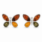Cercei Argint 925 cu Chihlimbar Multicolor Fluture – Bucurie si Feminitate