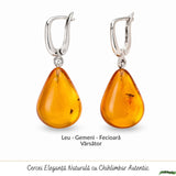 Cercei Argint 925 cu Chihlimbar Natural Lacrima – Energie Calda si Eleganta Feminina