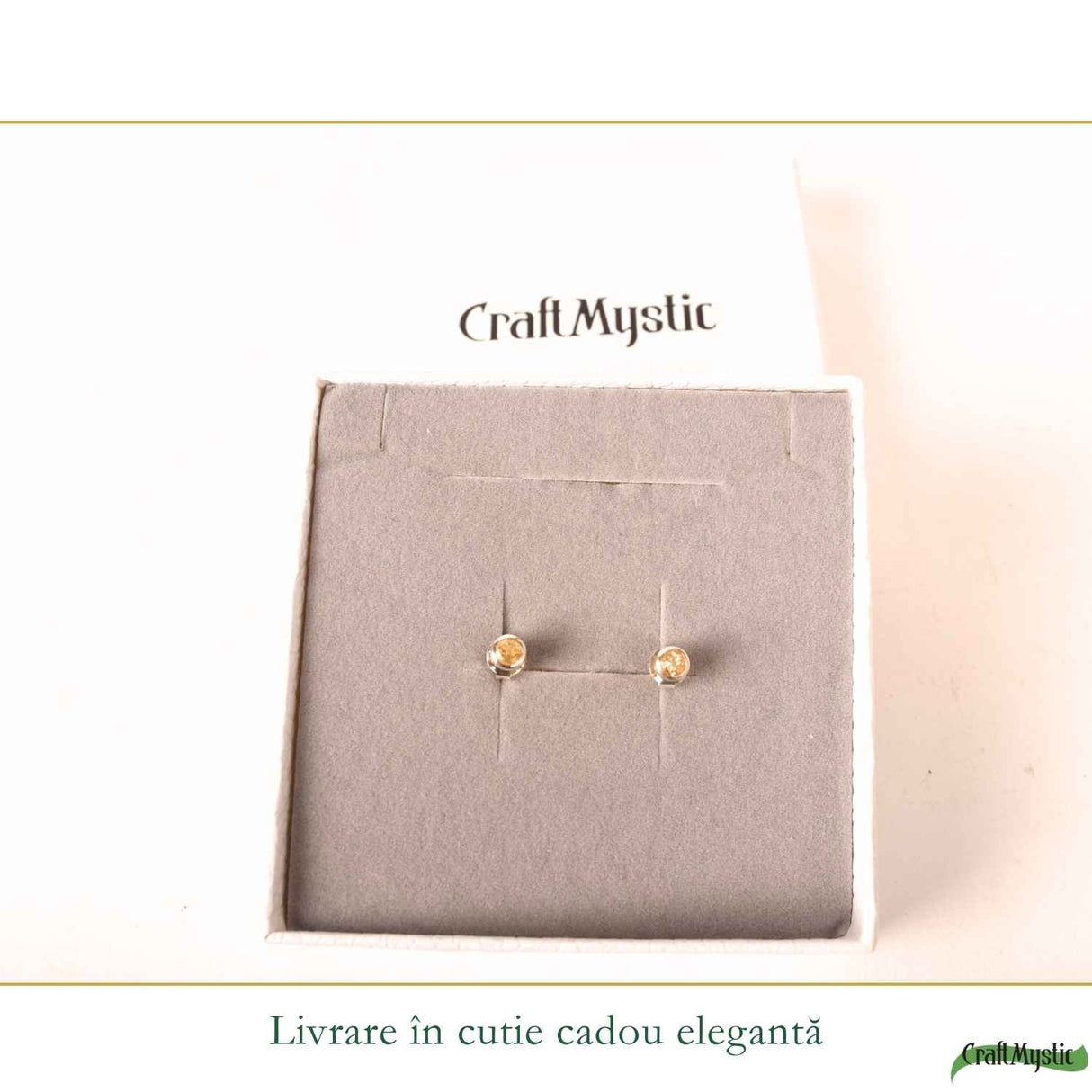 Cercei Argint 925 cu Citrin Fațetat Rotund – Energie Pozitiva si Claritate