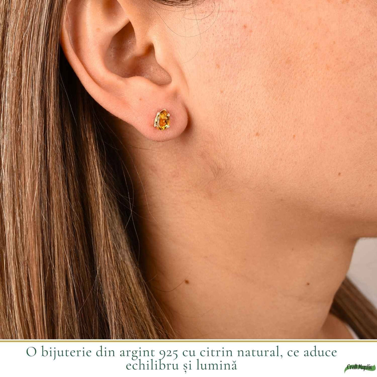 Cercei Argint 925 cu Citrin Fațetat Oval – Energie Pozitiva si Claritate