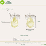 Cercei Argint 925 cu Citrin Natural in Forma de Lacrima – Bucurie si Energie Pozitiva