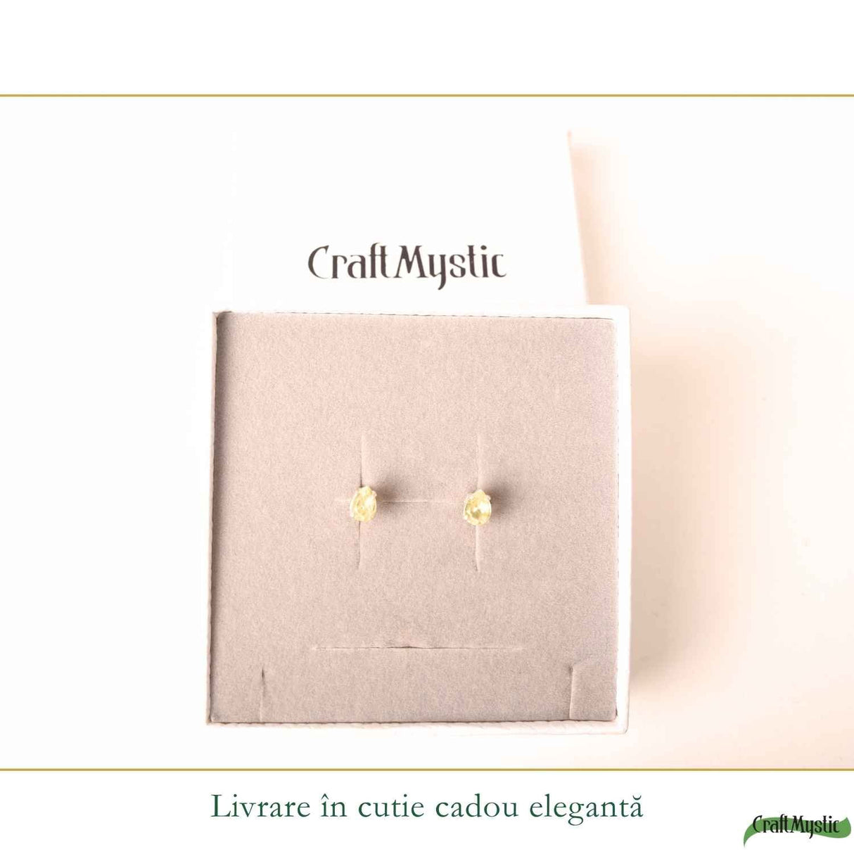Cercei Argint 925 cu Citrin Natural in Forma de Lacrima – Bucurie si Energie Pozitiva