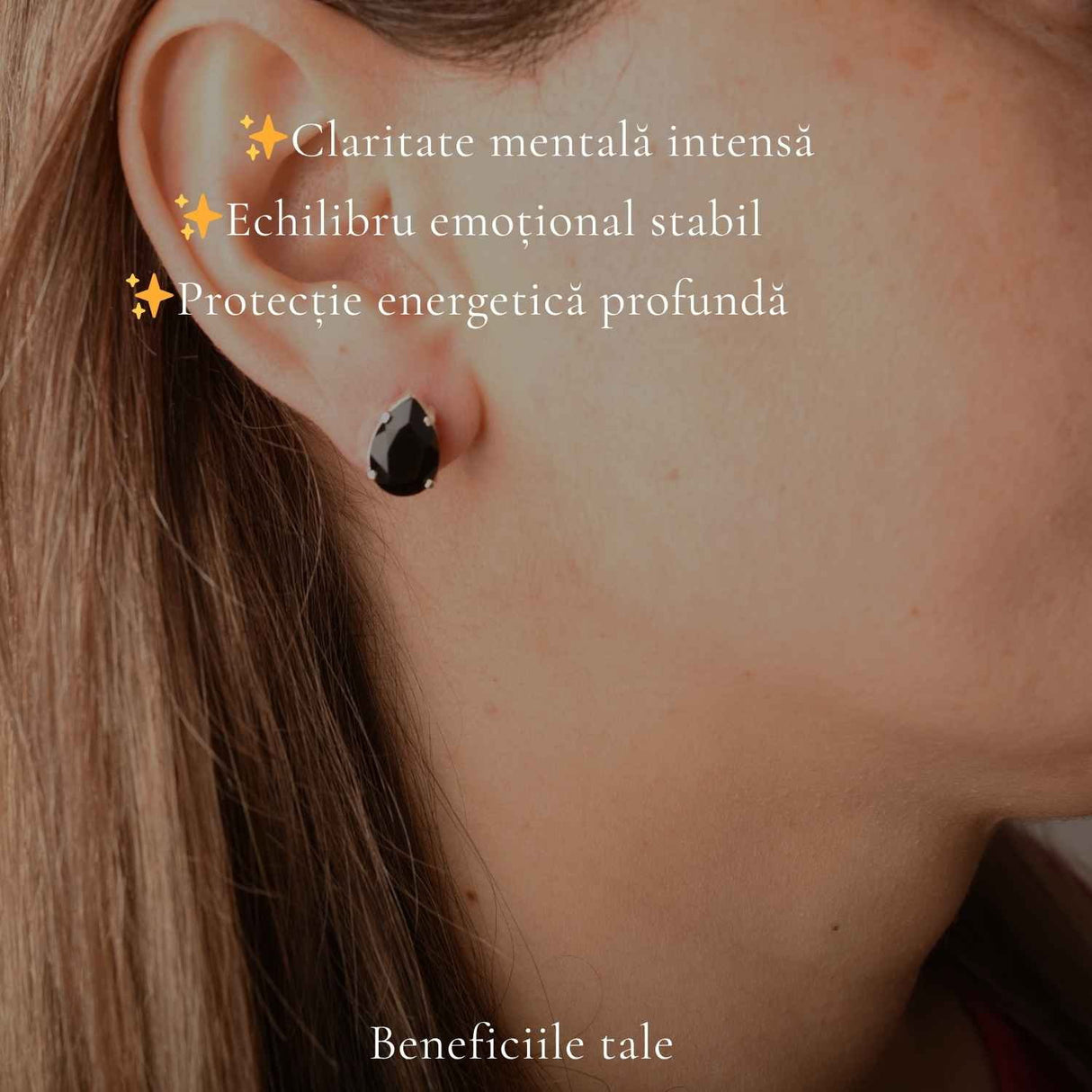 Cercei Argint 925 cu Obsidian Natural in Forma de Lacrima – Protectie si Eleganta