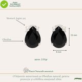Cercei Argint 925 cu Obsidian Natural in Forma de Lacrima – Protectie si Eleganta