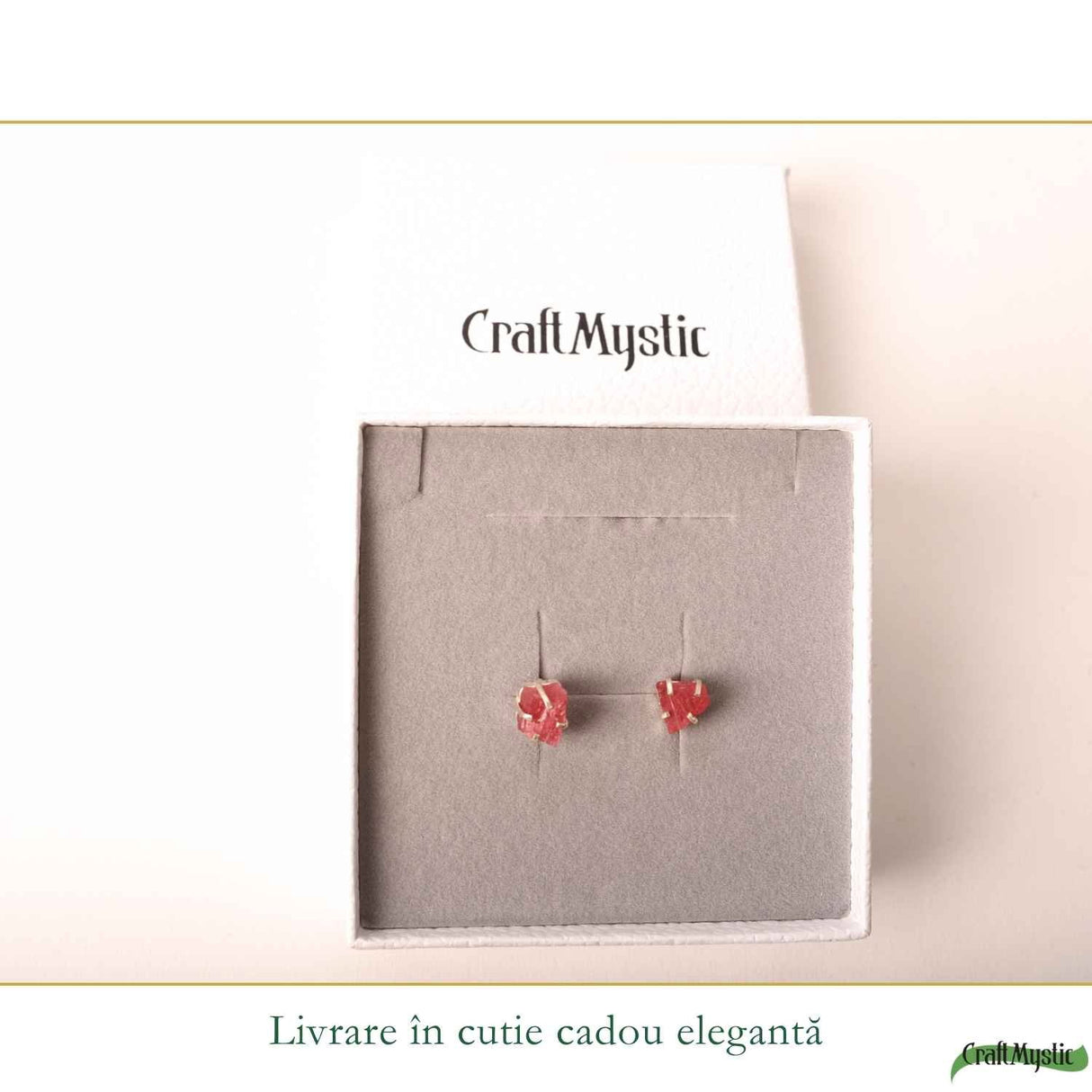 Cercei Argint 925 cu Rodonit Brut Natural – Echilibru Emotional si Energie Blanda