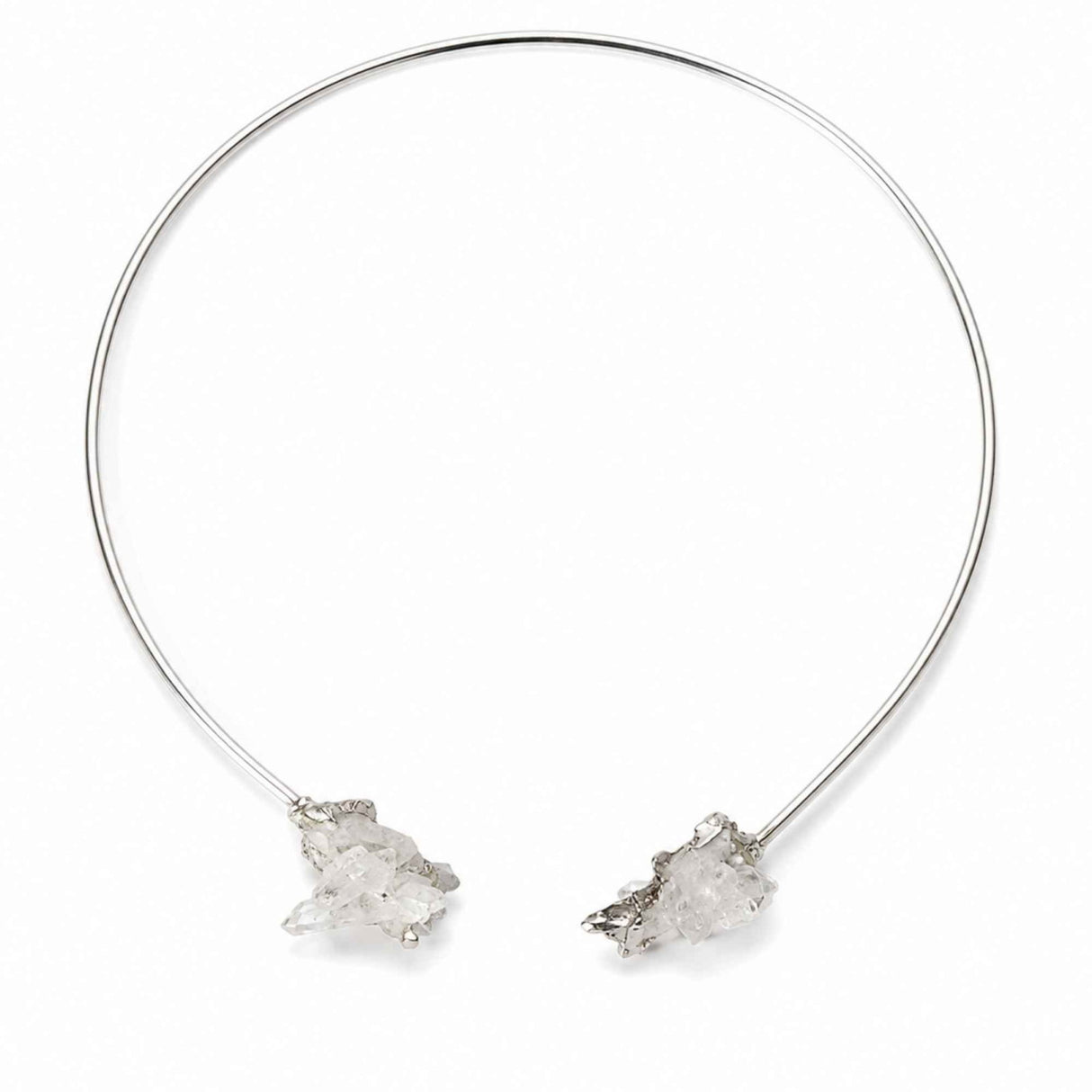 Colier Choker Argintiu cu Cuart de Stanca Natural – Claritate si Echilibru Energetic