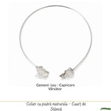 Colier Choker Argintiu cu Cuart de Stanca Natural – Claritate si Echilibru Energetic