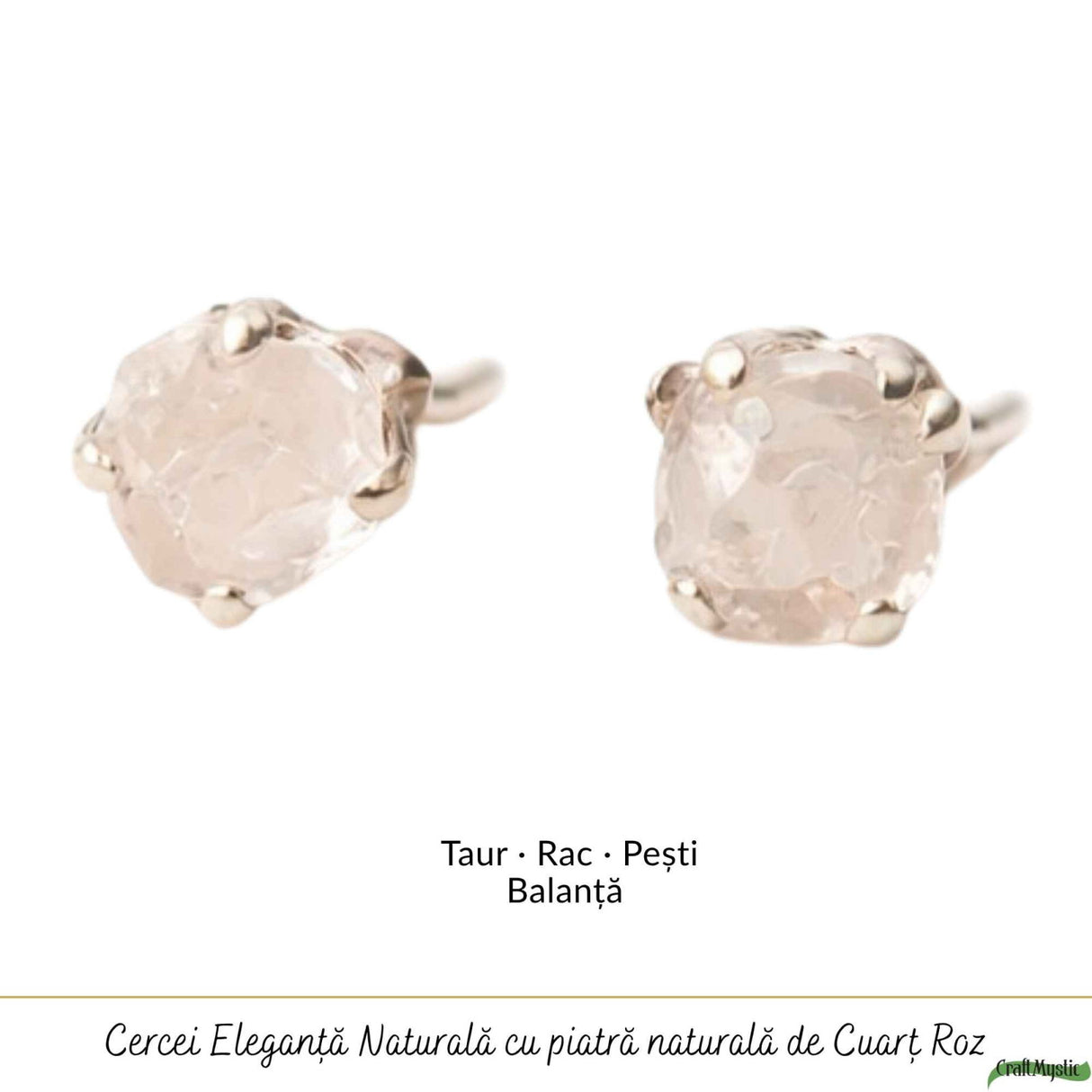 Cercei argint 925 cuart roz brut – iubire de sine si energie delicata