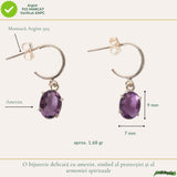 Cercei Argint 925 cu Ametist Fatetat Oval – Claritate si Eleganta Delicata