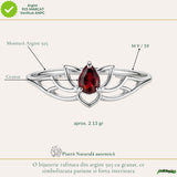 Inel Argint 925 cu Granat Lotus – Energie, Echilibru si Renastere