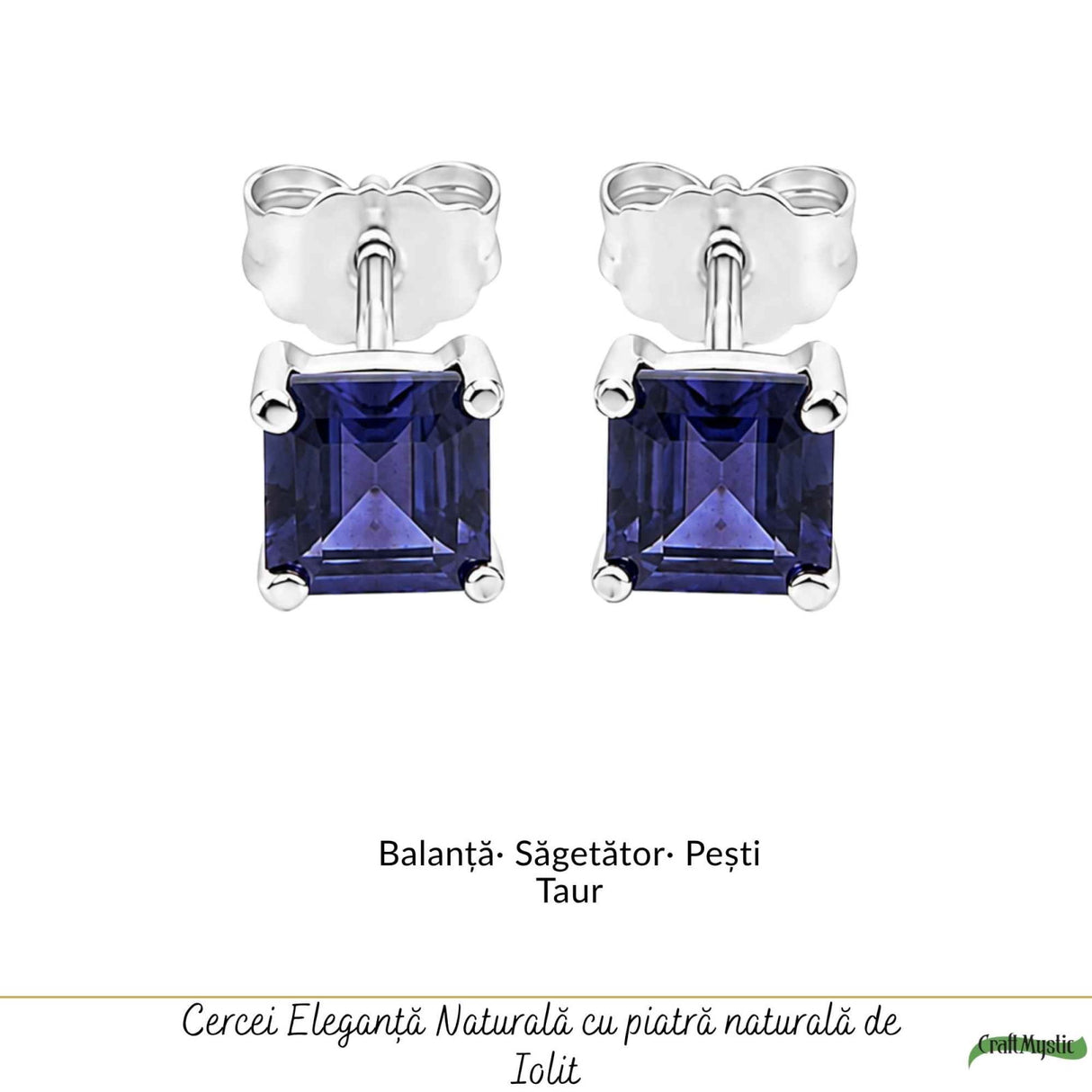 Cercei Argint 925 cu Iolit Fatetat Patrat – Eleganta si Claritate Interioara