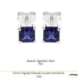 Cercei Argint 925 cu Iolit Fatetat Patrat – Eleganta si Claritate Interioara