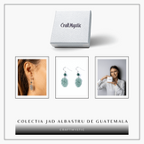 Cercei Argint 925 cu Jad Albastru Guatemala - Model Frunza Naturala pentru Puritate si Armonie Interioara