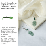 Cercei Argint 925 cu Jad Albastru Guatemala - Model Frunza Naturala pentru Puritate si Armonie Interioara