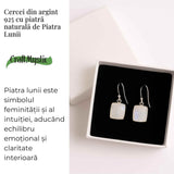 Cercei Argint 925 cu Piatra Lunii Curcubeu Patrat - Intuitie si Echilibru Emotional