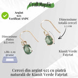 Cercei Argint 925 cu Kianit Verde Fatetat - Echilibru Interior si Claritate Sufleteasca