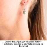 Cercei Argint 925 cu Kianit Verde fatetat Dreptunghiular - Claritate si Echilibru Interior
