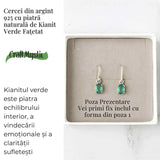 Cercei Argint 925 cu Kianit Verde fatetat Dreptunghiular - Claritate si Echilibru Interior