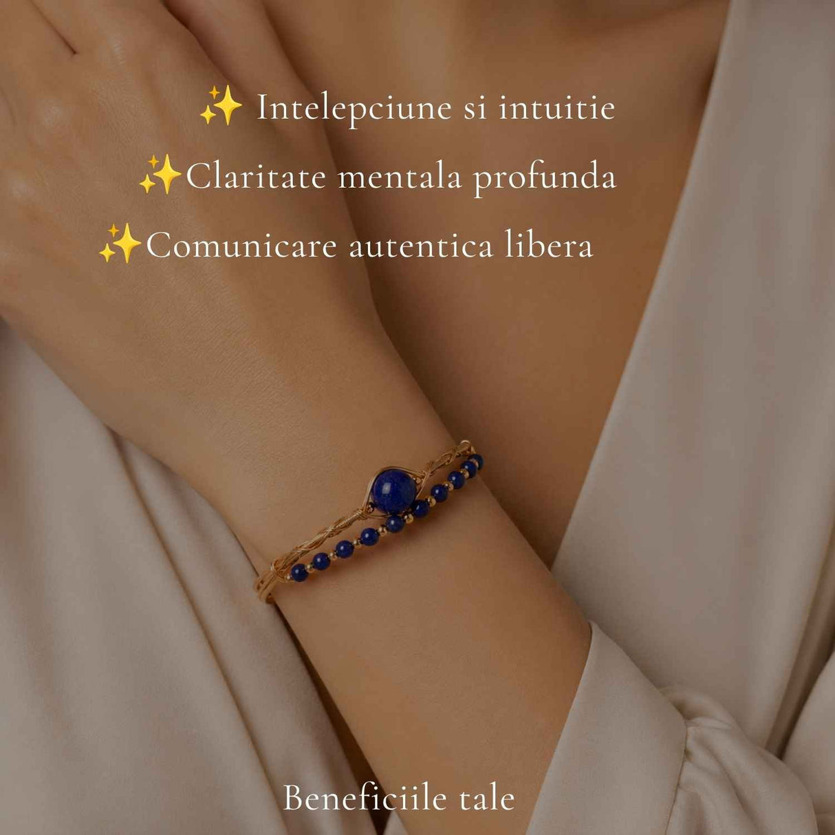 Bratara din Cupru cu Lapis Lazuli Natural – Intelepciune, Comunicare si Eleganta