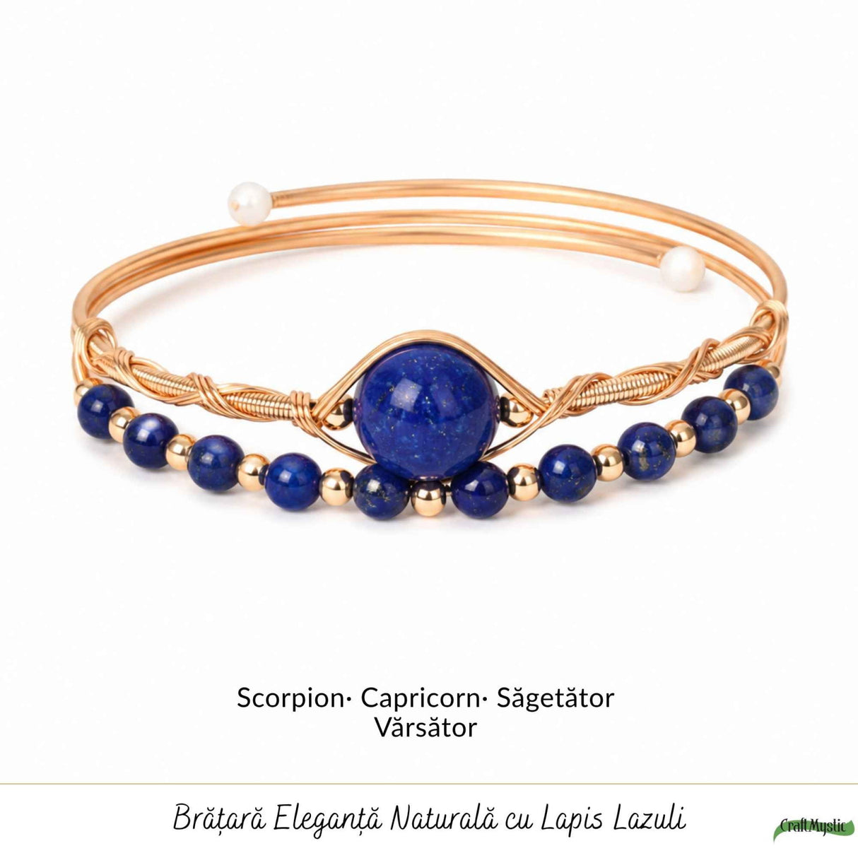 Bratara din Cupru cu Lapis Lazuli Natural – Intelepciune, Comunicare si Eleganta