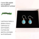 Cercei Argint 925 cu Larimar Oval - Armonie si Linstire Interioara