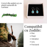 Cercei Argint 925 cu Larimar Oval - Armonie si Linstire Interioara