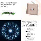 Inel Argint 925 cu Larimar forma delica Marime 49 (EU) / 5 (US) - Claritate si Protectie Interioara