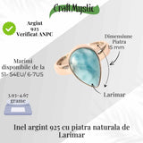Inel Argint 925 cu Larimar in Forma de Lacrima - Liniste si Claritate Interioara