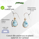 Cercei Argint 925 cu Larimar Lacrima - Calm si Purificare Emotionala