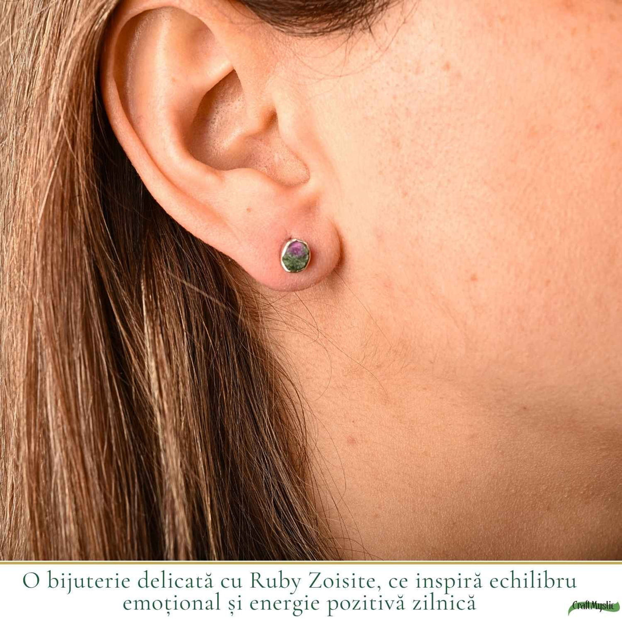 Cercei Argint 925 cu Ruby Zoisite Natural Oval – Energie si Echilibru Feminin