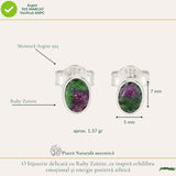 Cercei Argint 925 cu Ruby Zoisite Natural Oval – Energie si Echilibru Feminin