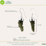 Cercei Argint 925 cu Moldavit Brut – Energie, Echilibru si Transformare