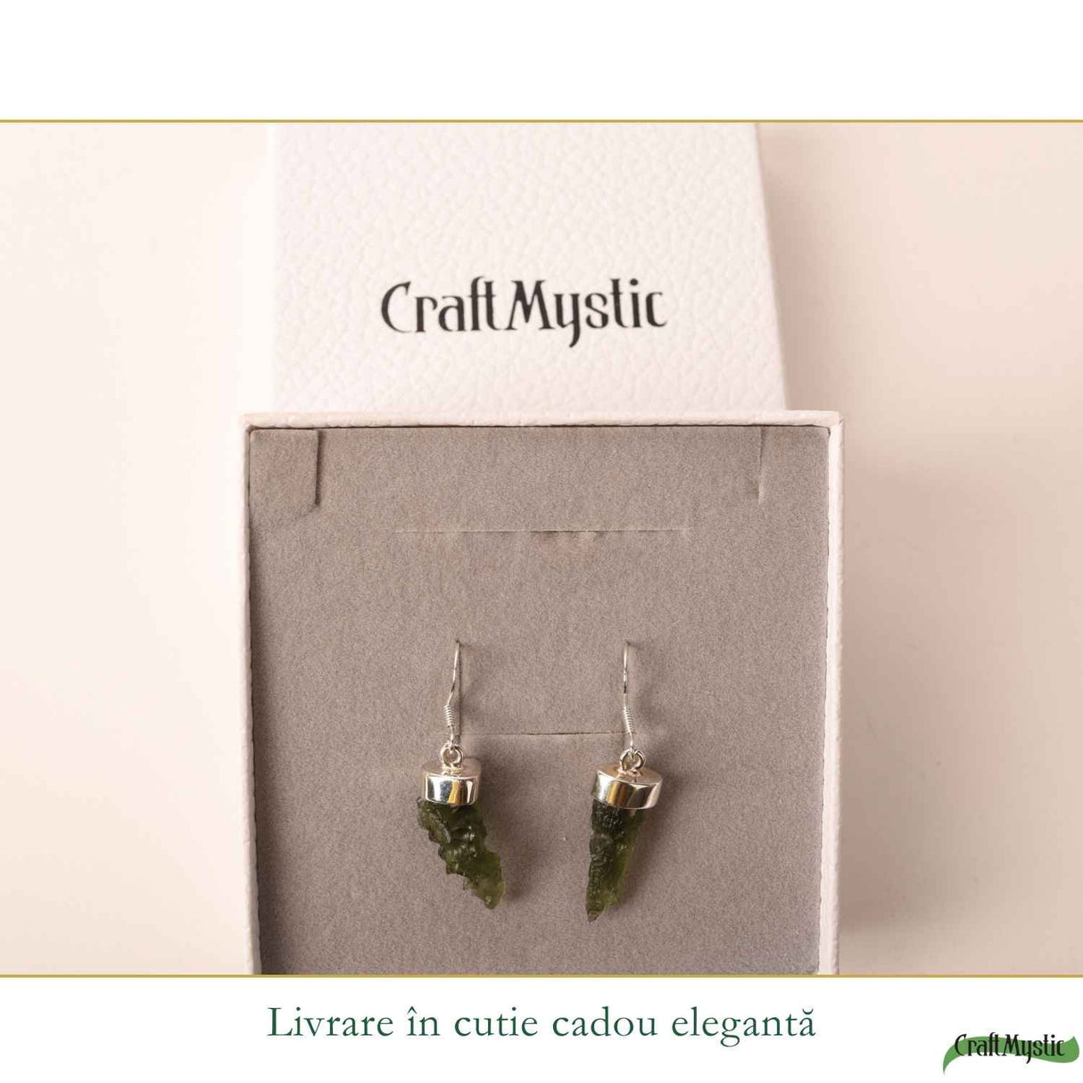 Cercei Argint 925 cu Moldavit Brut – Energie, Echilibru si Transformare