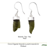 Cercei Argint 925 cu Moldavit Brut – Echilibru si Energie Naturaa