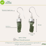 Cercei Argint 925 cu Moldavit Brut – Energie si Transformare Autentica
