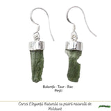 Cercei Argint 925 cu Moldavit Brut – Energie si Transformare Autentica