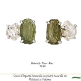 Cercei Argint 925 cu Moldavit si Pakimer Brut – Claritate si Transformare