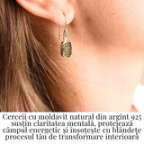 Cercei argint 925 cu Moldavit natural neuniform 2.1-2.8 grame - Transformare interioara si conexiune spirituala
