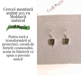Cercei argint 925 cu Moldavit natural neuniform 2.1-2.8 grame - Transformare interioara si conexiune spirituala