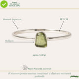 Inel Argint 925 cu Moldavit Brut Neregulat – Transformare si Claritate