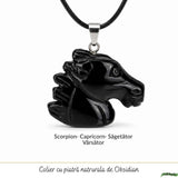 Colier cu Obsidian Natural in Forma de Cal – Protectie, Forta si incredere