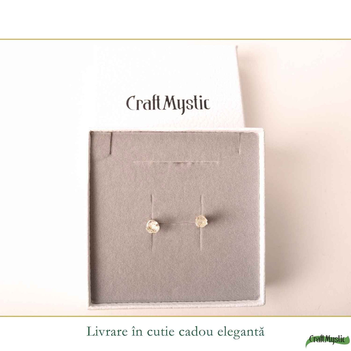 Cercei Argint 925 cu Cuart de Stanca Brut – Claritate si Energie Pozitiva