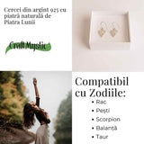 Cercei Argint 925 cu Piatra Lunii Triunghi - Protectie si Ascensiune